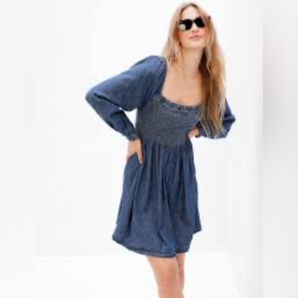 GAP puff dress mini denim